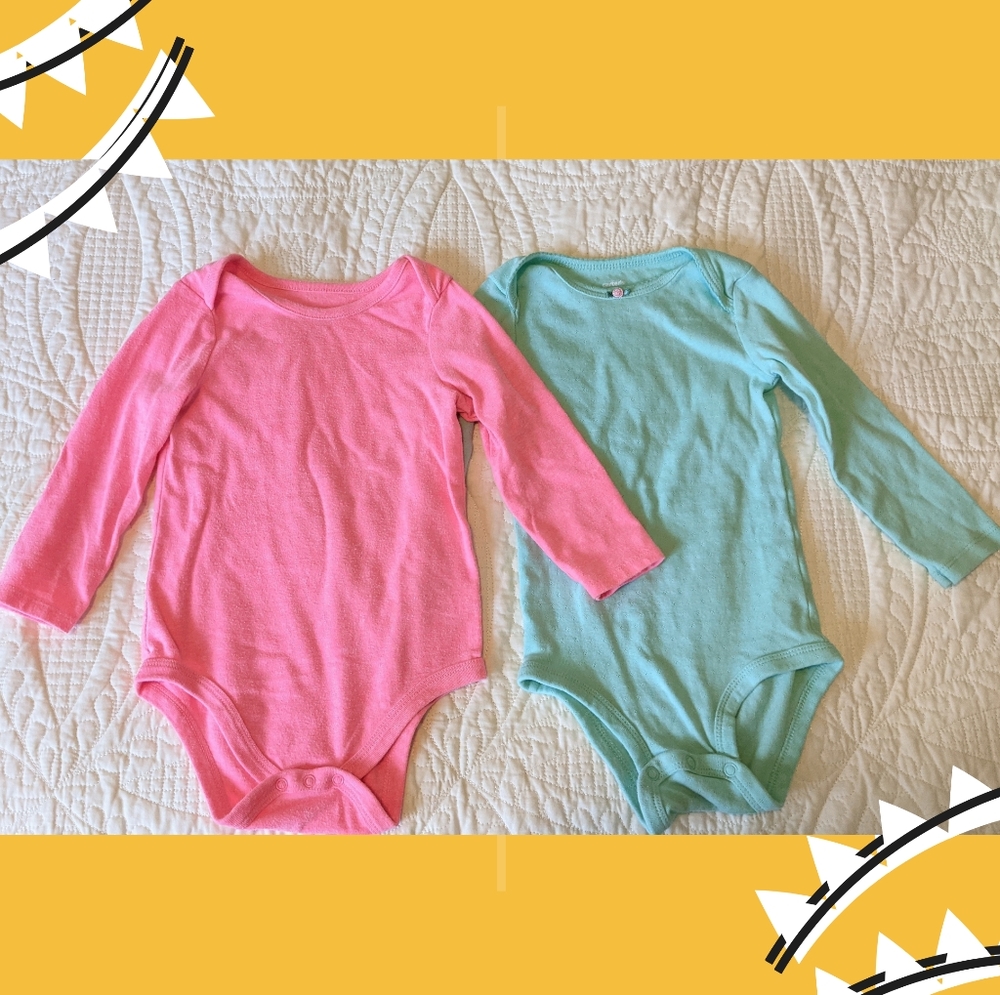 2 Long Sleeve Onesies Size 18 months